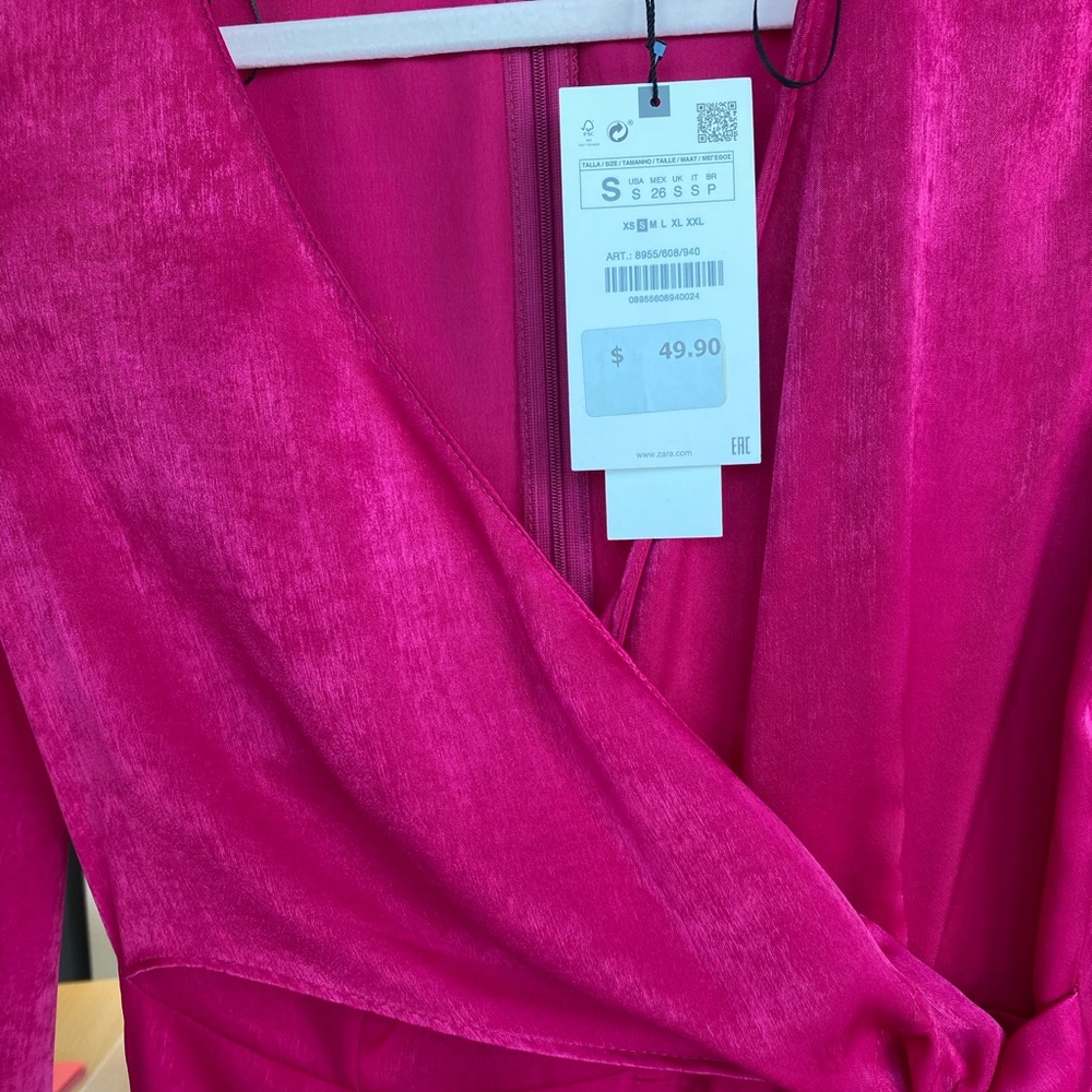 Zara Raspberry Silk Dress - Picture 5 of 6